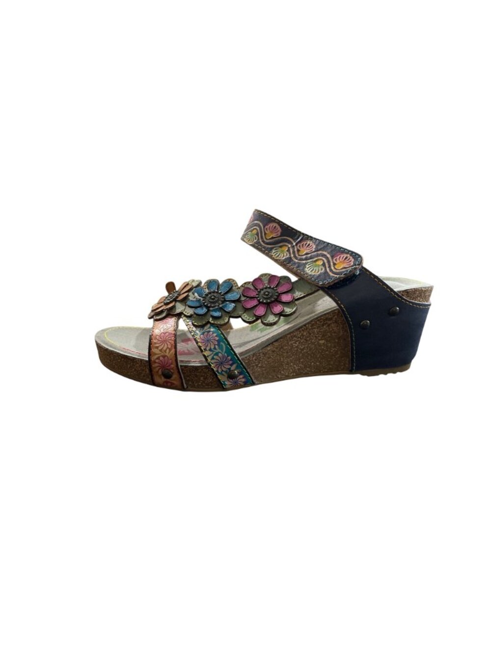 Spring Step L'Artiste Women EU 41 US 9.5-10 Delight Leather Wedge Sandal Floral - Picture 9 of 10